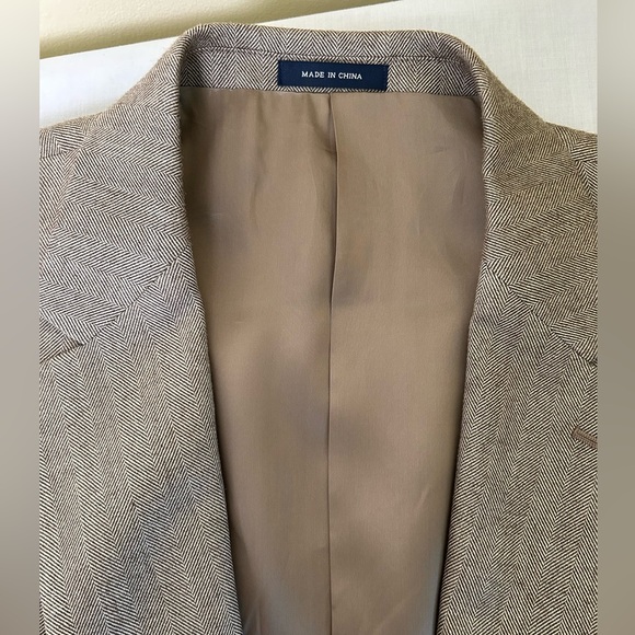 VTG Ralph By Ralph Lauren 48R 100% Silk Herringbone Blazer Jacket Sports Coat - Picture 7 of 12